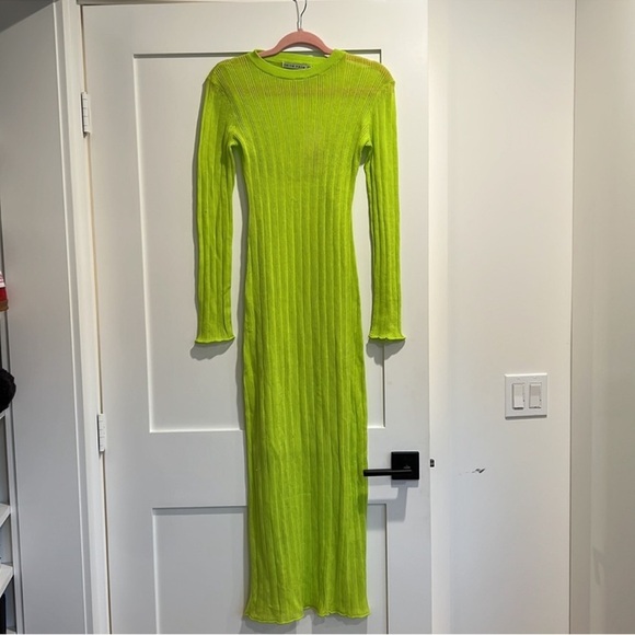 THIRD FORM bright green knit long sleeve maxi dress - Picture 6 of 6